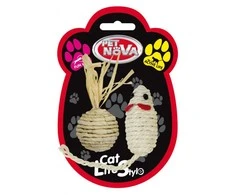 PET NOVA SISAL pelė ir kamuoliukas žaislai katėms 3vnt