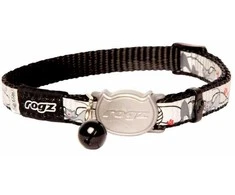 Rogz Reflecto antkaklis katei juodas su katėm 11mm 20-31cm