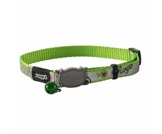 Rogz Reflecto antkaklis katei žalias su žuvytėmis 11mm/20-31cm