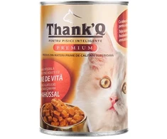 THANK'Q Premium konservas katėms su jautiena 415gx24vnt