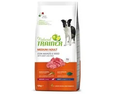 Natural Trainer Adult Medium sausas maistas su jautiena šunims 12kg