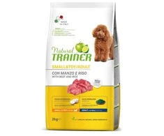 Trainer Natural Adult Mini sausas maistas su jautiena ir ryžiais šunims 2kg