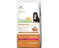 Natural Trainer DOG SENSITIVE be gliuteno PUPPY&amp;JUNIOR Medium/Maxi su lašiša 12kg