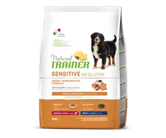 Natural Trainer ADULT DOG SENSITIVE be gliuteno Medium/Maxi su lašiša 3kg