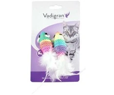 VADIGRAN Cat Toy spalvotos pelytės balta uodega 5cm 2vnt 2pak