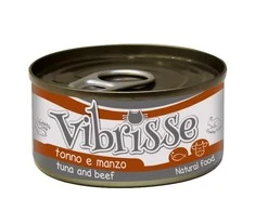 VIBRISSE konservai katėms su tunu ir jautiena padaže 70g 12vnt