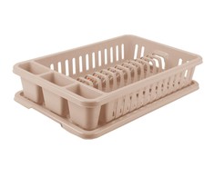 Galicja Indų džiovykla su padėklu CURVER BASIC KITCHEN ACCESORIES, kreminės spalvos, h9 x 26,5 x 42 cm