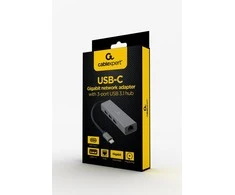 GEMBIRD A-CMU3-LAN-01 USB-C Gigabit tinklo adapteris su 3 prievadų USB 3.1 šakotuvu
