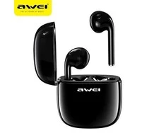 Bluetooth 5.0 TWS ausinės + AWEI įkrovimo stotelė (T28) juodos spalvos