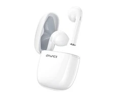 Bluetooth 5.0 TWS ausinės + AWEI Docking Station (T28) baltos spalvos