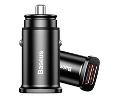 Baseus Square automobilinis įkroviklis 2xUSB QC3.0 5A 30W - Juodas