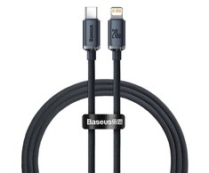 Baseus Crystal Shine USB-C į Lightning jungties laidas, 20W, PD, 2m juodos spalvos