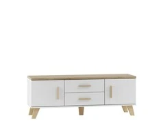 TV staliukas Cama Meble Televizoriaus Stovas - Cama LOTTA 140 Cm Baltas Sonoma Ąžuolas