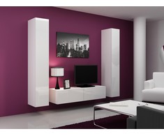 Cama TV staliukas VIGO 140 30/140/40 (spalva: balta/blizgi balta)