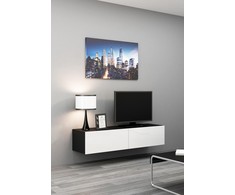 Cama Meble Televizoriaus stovas - VIGO Cama 140 Modernus Juodas/Baltas Blizgus