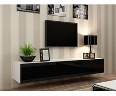 Cama pakabinama TV spintelė VIGO '180' 30/180/40 (balta/blizgi juoda)