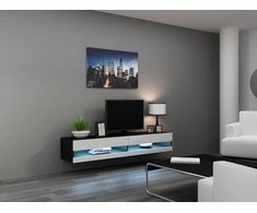 Cama TV staliukas VIGO NEW 30/180/40 (spalva: juoda/blizgi balta)