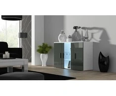 Cama Meble Komoda - VIGO 3 Durų Modernaus Stiliaus Balta/Pilka Blizgi