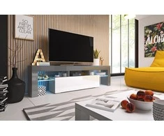 Cama Meble Televizoriaus Stovas - Toro 158, Pilkas/Baltas Blizgus