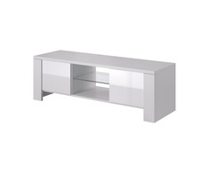Cama Meble Televizoriaus Stovas - West 42/130/42 Baltas/Baltas Blizgus