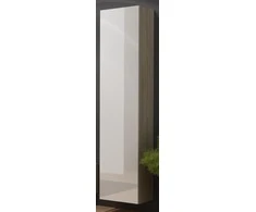 Cama sieninė spintelė VIGO '180' 180/40/30 (spalva: Sonomos ąžuolas/blizgi balta)