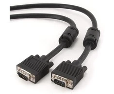 „Gembird CC-PPVGA-10M-B Premium VGA HD15M/HD15M“ dvigubai ekranuotas su 2 ferito šerdimis, 10M | Cablexpert