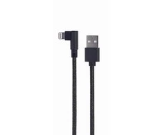GEMBIRD CC-USB2-AMLML-0.2M kampinis 8 kontaktų USB įkrovimo-duomenų kabelis 0.2 m juodas