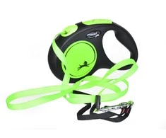Flexi New Neon S pavadėlis šunims iki 15kg juostinis 5m žalios spalvos