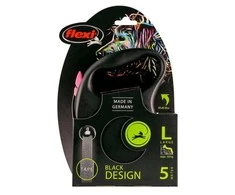 Flexi Black Design L pavadėlis šunims iki 50kg juostinis 5m rožinės spalvos