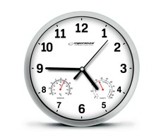 Clock wall Esperanza LYON EHC016W (sidabrinis color, baltos spalvos)