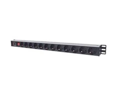 „Intracom INTELLINET Power Strip“ 12 krypčių vertikalus vokiškas išdėstymas ant stovo su apsauga nuo viršįtampių 1,6 m maitinimo laidu