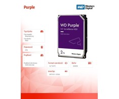 Western Digital Surveillance Hard Drive Violetinė WD22PURZ 5400 RPM, 2000 GB