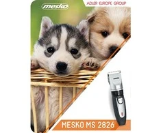 Mesko | Hair clipper for pets | MS 2826 | Corded/ Cordless | Juodas/Sidabrinis