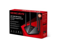 TP-Link „Mercusys“ | AC1200 belaidis dviejų dažnių gigabito maršrutizatorius | MR30G | 802.11ac | 867+300 Mbit/s | Ethernet LAN (RJ-45) jungtys 2× gigabito LAN prievadai | Tinklo ryšio palaikymas: Ne | MU-MiMO: Taip | Antenos tipas: 4× 5 dBi fiksuotos, daugiakryptės antenos | 24 mėn.