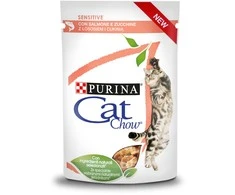 Purina Nestle Drėgnas Kačių Maistas - Purina Cat Chow Sensitive Lašiša Ir Cukinija Padaže 85 g