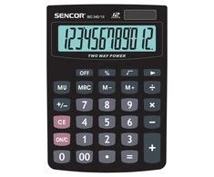 "sencor" skaičiuotuvas sec 340/12, juodos spalvos, stalinis, 12 skaitmenų, dvigubas įkrovimas
