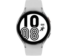 Išmanusis laikrodis Samsung Galaxy Watch 4  LTE (44 mm), Sidabrinės spalvos su baltos spalvos silikoniniu dirželiu