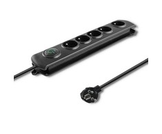 QOLTEC Apsauga nuo viršįtampių Quick Switch 5 lizdai 1,8m juodas