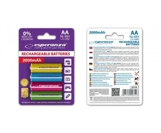 Esperanza EZA108 R6 AA Ni-MH 2000mAh baterijos, spalvotos - 4 vnt