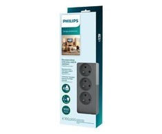 „Philips“ viršįtampių apsauga, 4 lizdai, 2 m, juoda, SPN3140A/60
