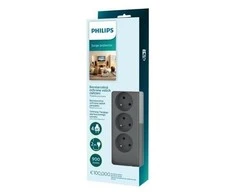 „Philips“ viršįtampių apsauga, 4 lizdai, 2 m, juoda, SPN3140A/60