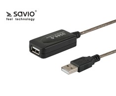 USB Prailgintuvas - SAVIO CL-130 10m USB 2.0-A M/F Aktyvus Juodas