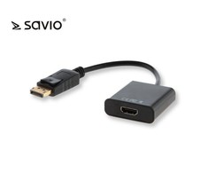 HDMI laidas Savio CL-55B, DP/HDMI, 20 cm