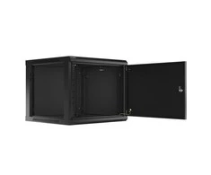 LANBERG sieninė spintelė 19 colių 9U 600x600 plieninės durys juodas plokščias paketas