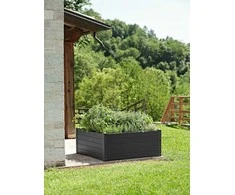 Teraplast Italija Teraplast 100x100x40cm vazonas su vandens rezervuaru Trama 003, antracito spalvos