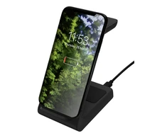 3-in-1 belaidis įkroviklis DELTACO 15 W, USB-C, Qi sertifikuotas, LED indikatorius, juodas / QI-1037