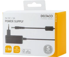 AC adapteris DELTACO 100-240V AC 50 / 60Hz to 5V DC, 3A, 1.5m, juodas / PS05-30B