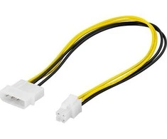Inline Adapteris cable DELTACO 4 pin to ATX12V, 0.3m / SSI-40