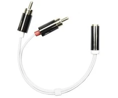 Adapteris DELTACO 3.5mm F - 2xRCA M, 0.1m, baltas lankstus / AUD-210