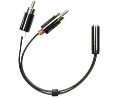 Adapteris DELTACO 3.5mm F - 2xRCA M, 0.1m, juodas lankstus / AUD-204